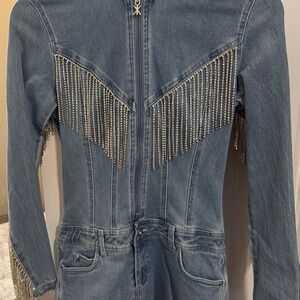 OnePiece Denim Rhinestone Fringe Shorts